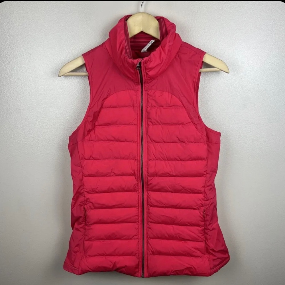 Lululemon Fluffed Up Puffer Vest Size 10 Boom Juice Pink Goose Down Quilted